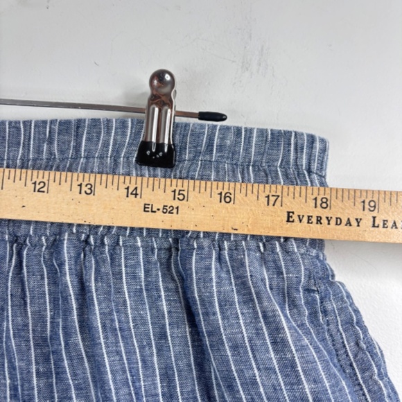 Quince European Linen Wide Leg Cropped Pants XL Chambray Blue Stripe Pockets - Picture 9 of 11